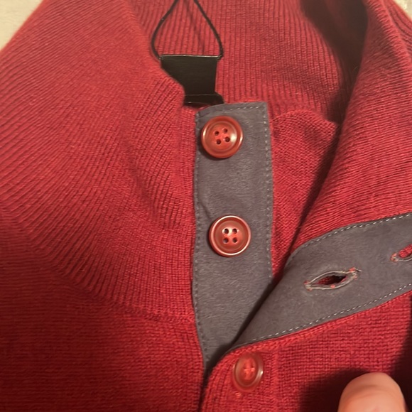 STATE CASHMERE Mock-Neck Quarter Button Polo Sweater Elbow Patch 100% Cashmere L - Picture 14 of 14